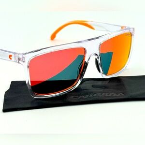 Carrera Men’s Sport Sunglasses 8055/S Clear Plastic Frame w/ Mirror Lens 58mm